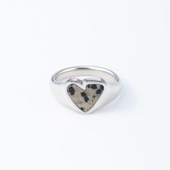 【お取り寄せ注文可能】Rough Heart Dalmatian Stone Ring(MD GRAY×SILVER)