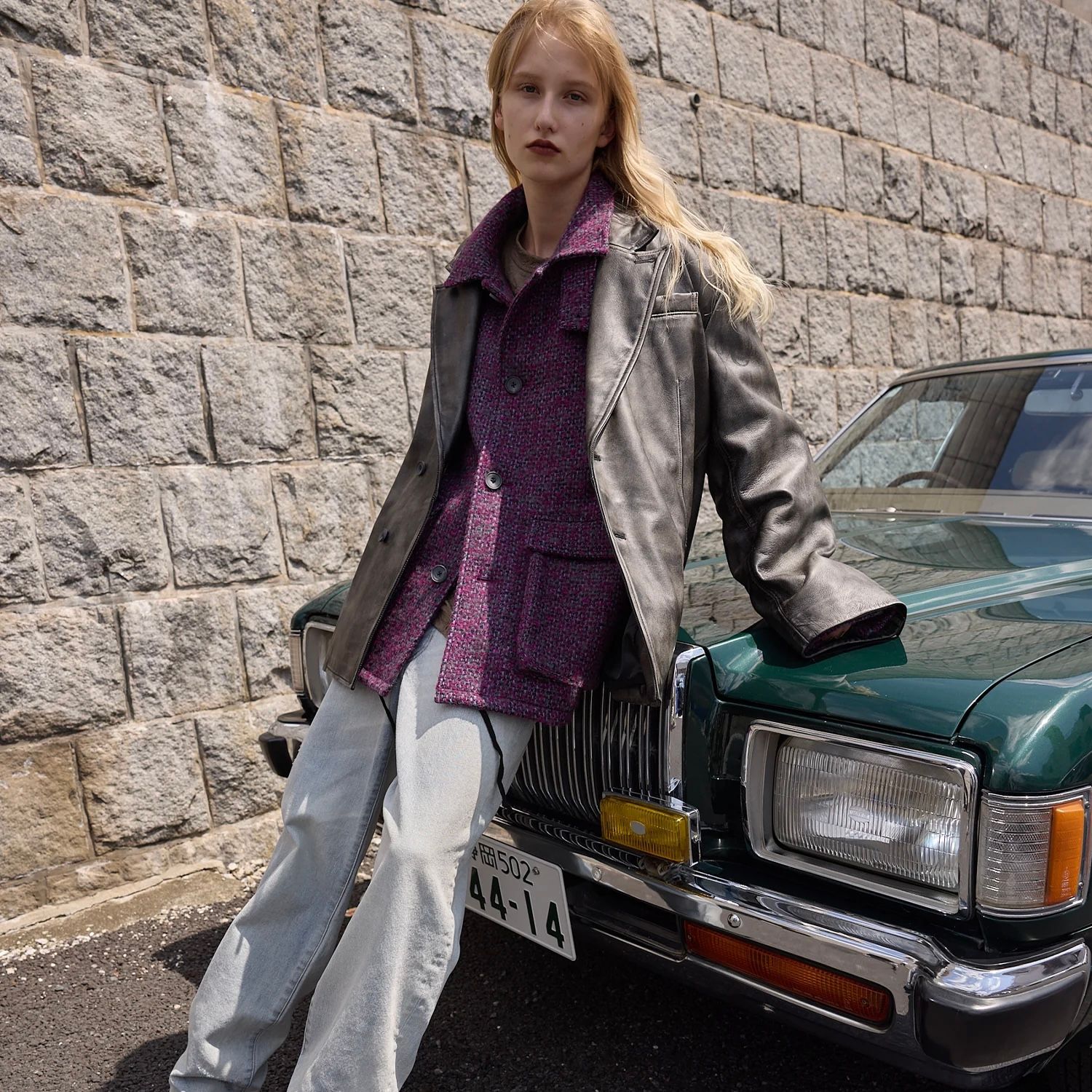 【残り一点】Sheep Leather Peaked Lapel Semi-Double Tailored Jacket
