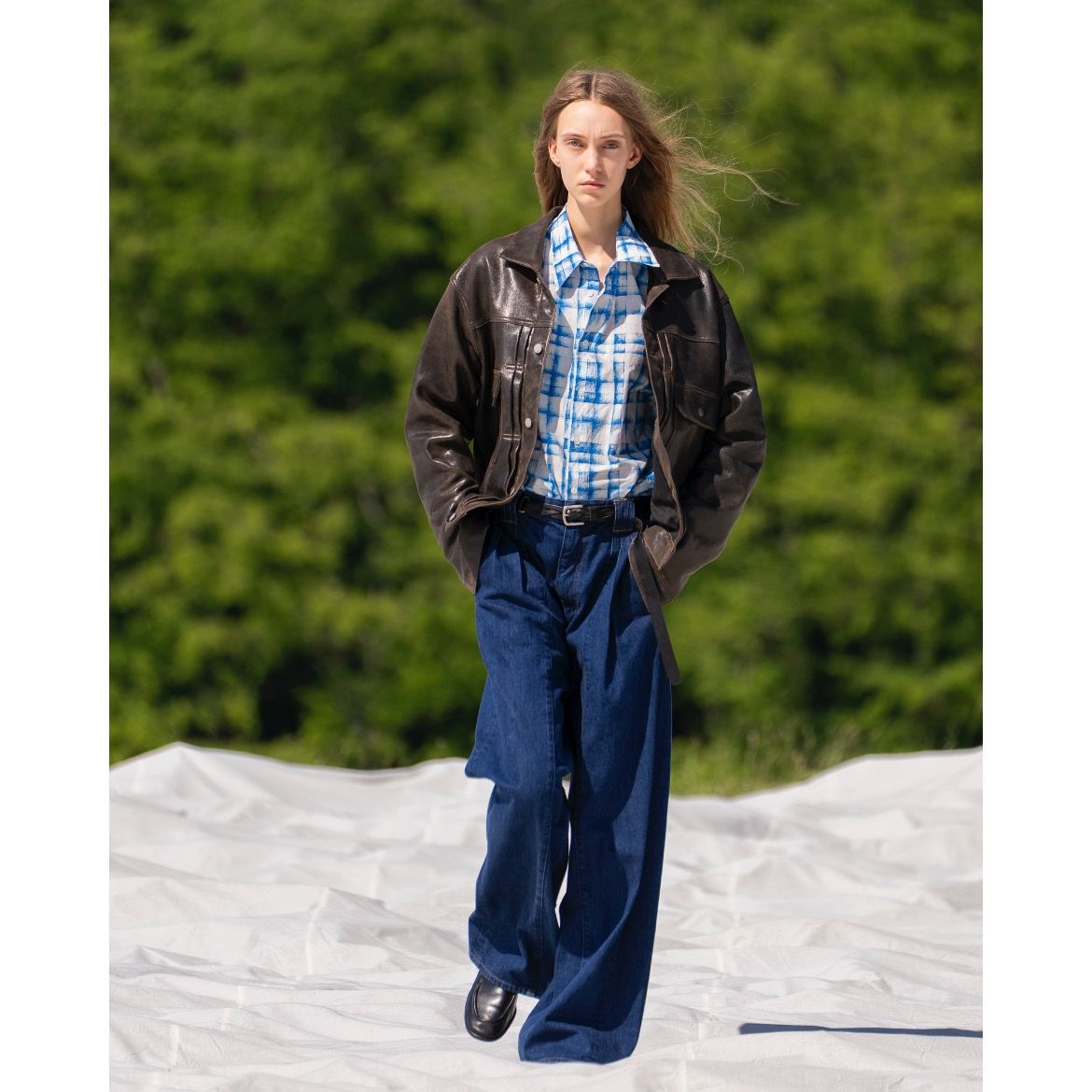 【残り一点】Vintage Washed 3tuck Wide Denim Trousers