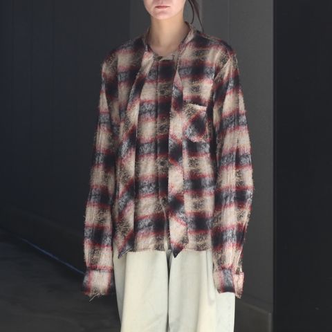 【残り一点】Shaggy Ombre Ribbon Shirt(DRUNK)