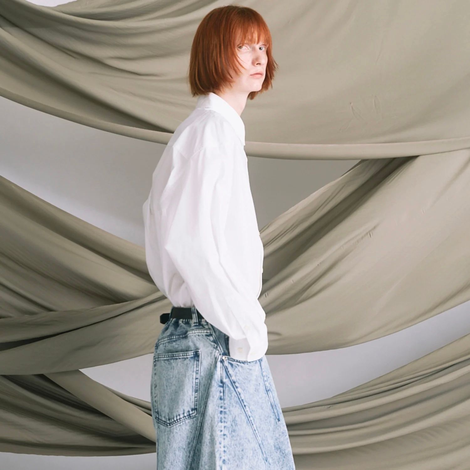 【残り一点】120 / 2 Suvin Cotton Typewriter Prime-Over Shirt Coat