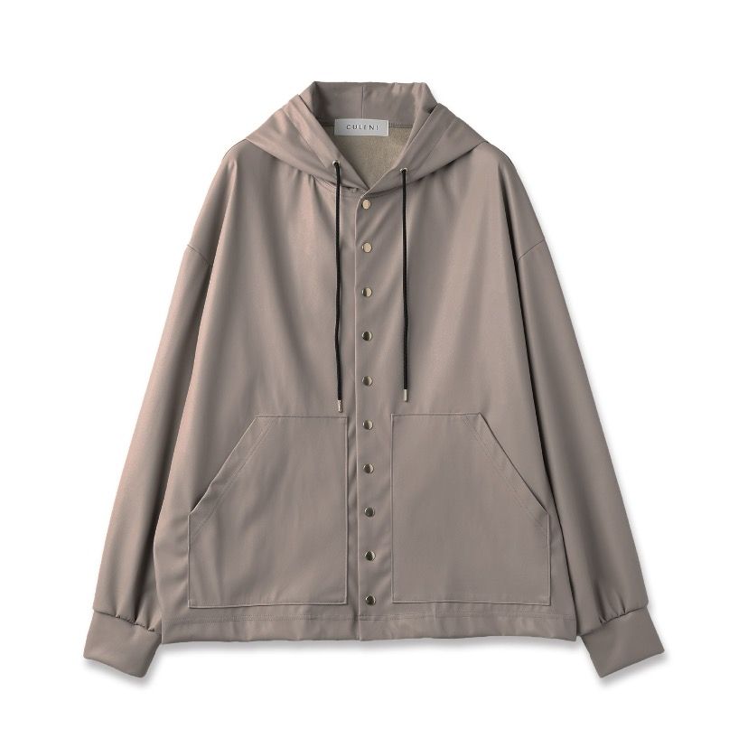 CULLNI - 【残り一点】Faux Leather Dot Button Hoodie Blouson