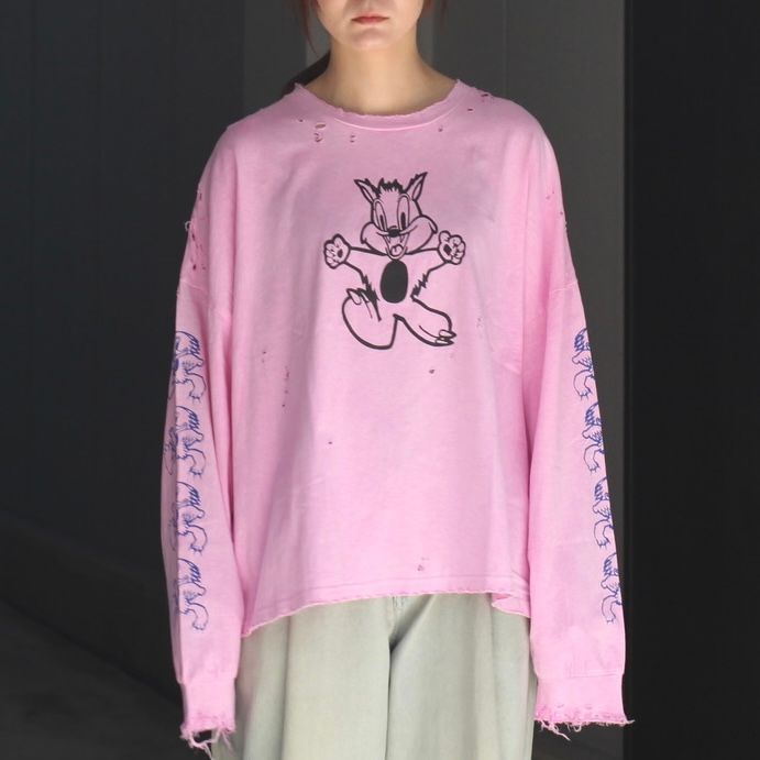 24aw TEPPEI FURUYAMA 忍 フーディ ダメージ加工 ピンク
