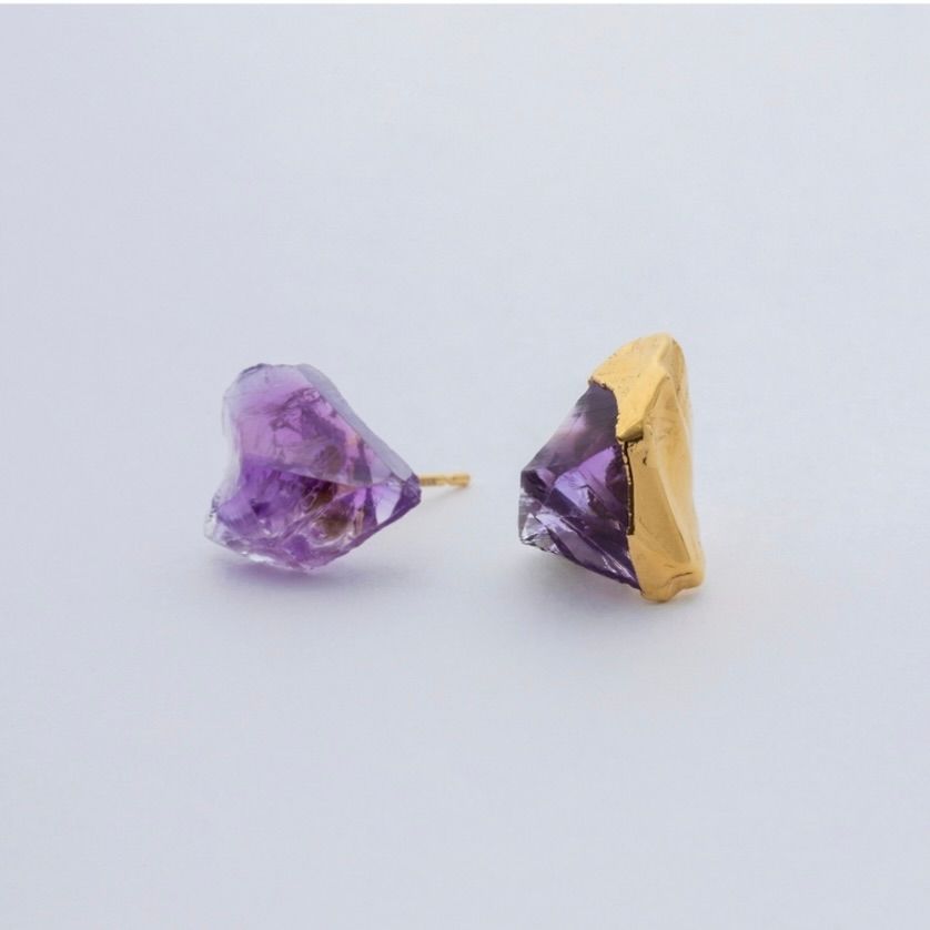 【お取り寄せ注文可能】Rough Stone Amethyst Earrings(両耳用）