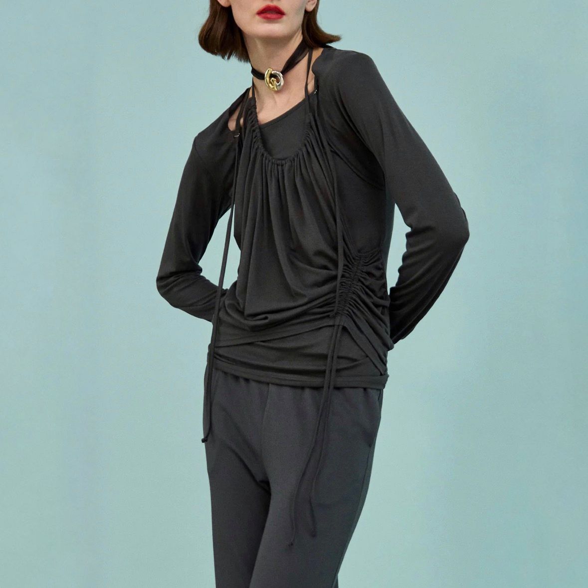 【残り一点】ホルターネックレイヤードトップス