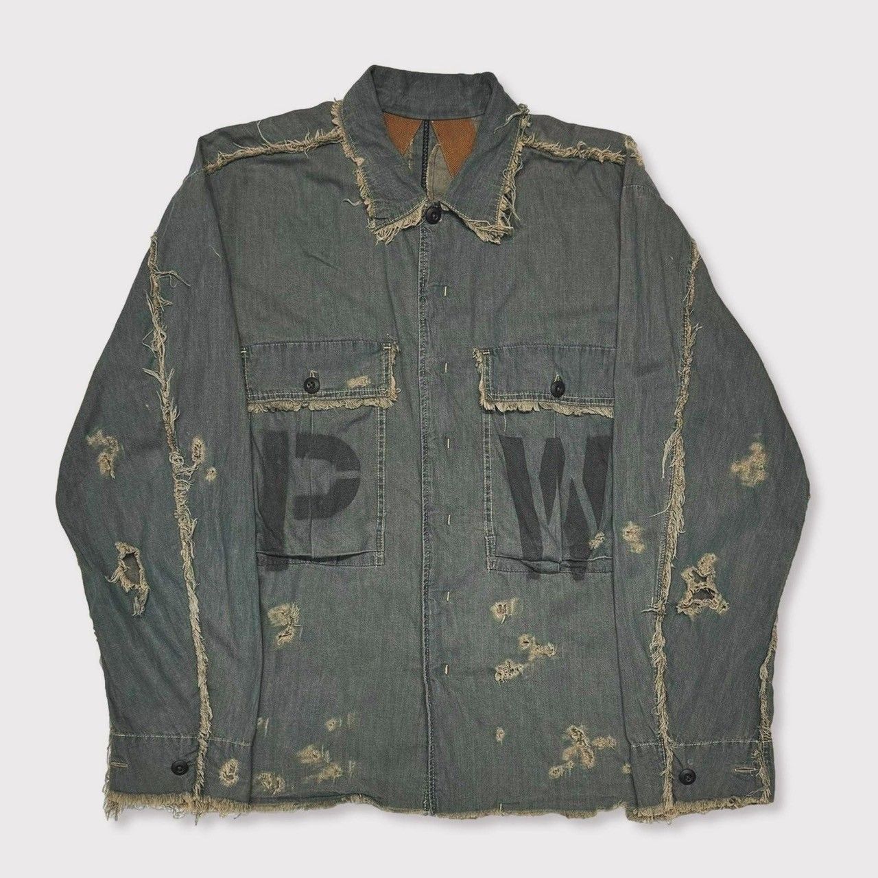 【残り一点】PW Slash Seam HBT Work Shirt With Damaged (FROM COAL MINE)