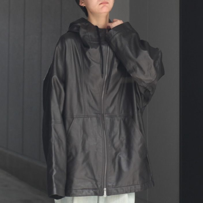 【残り一点】Lamb Nappa Leather Zipped Hooded Parka(RAUSU)