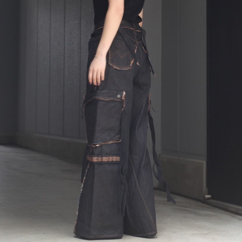 【残りわずか】Slash Seam Twist Cargo Jeans(PERSIMMON TANGY DYED)