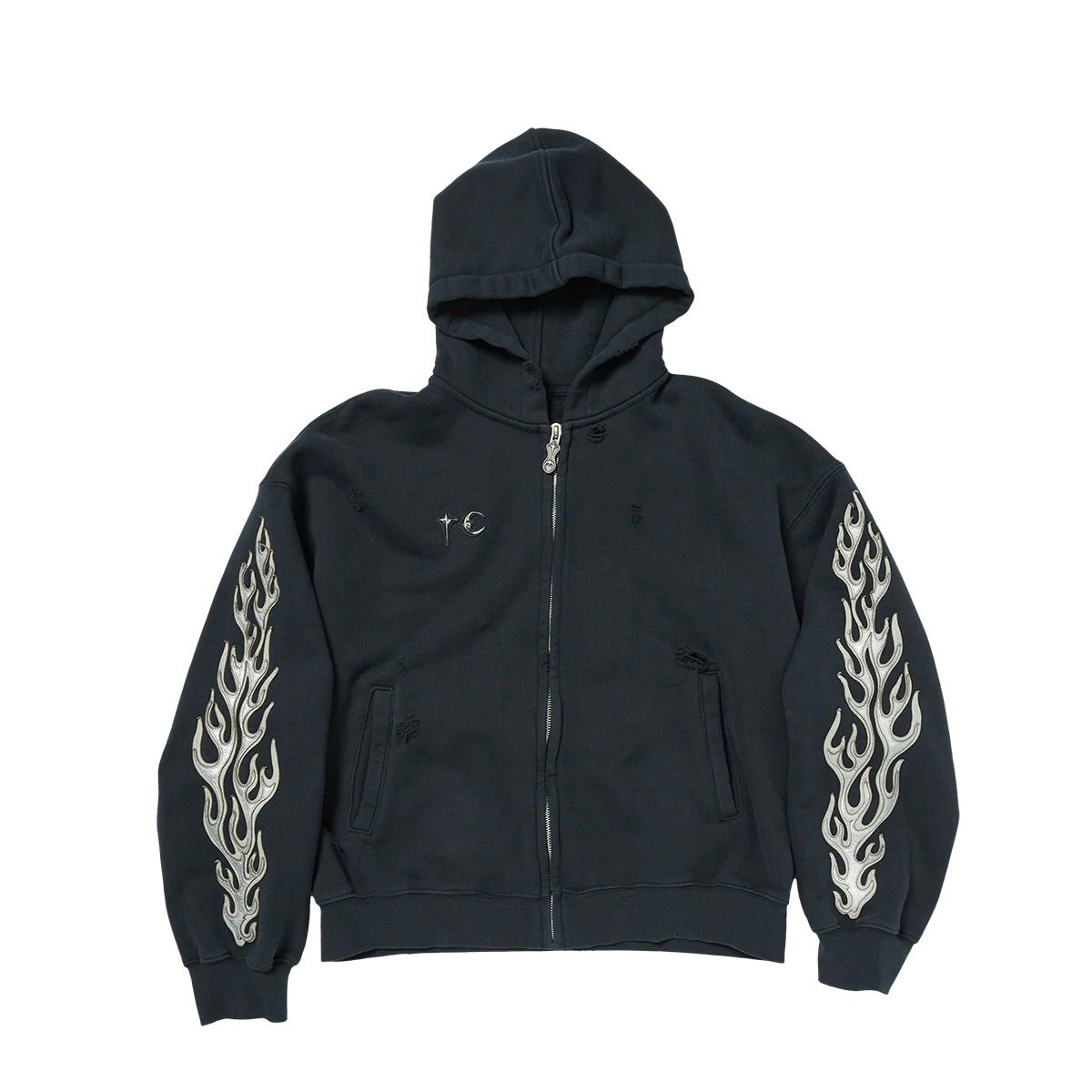 【残り一点】Leather Flame Hooded Zip Up