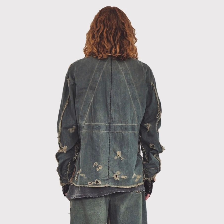 【残り一点】PW Slash Seam HBT Work Shirt With Damaged (FROM COAL MINE)