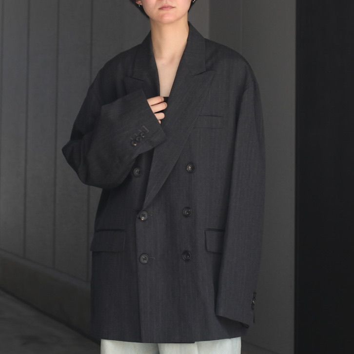 Stein OVERSIZED DOUBLE BUTTON COAT black - ステンカラーコート