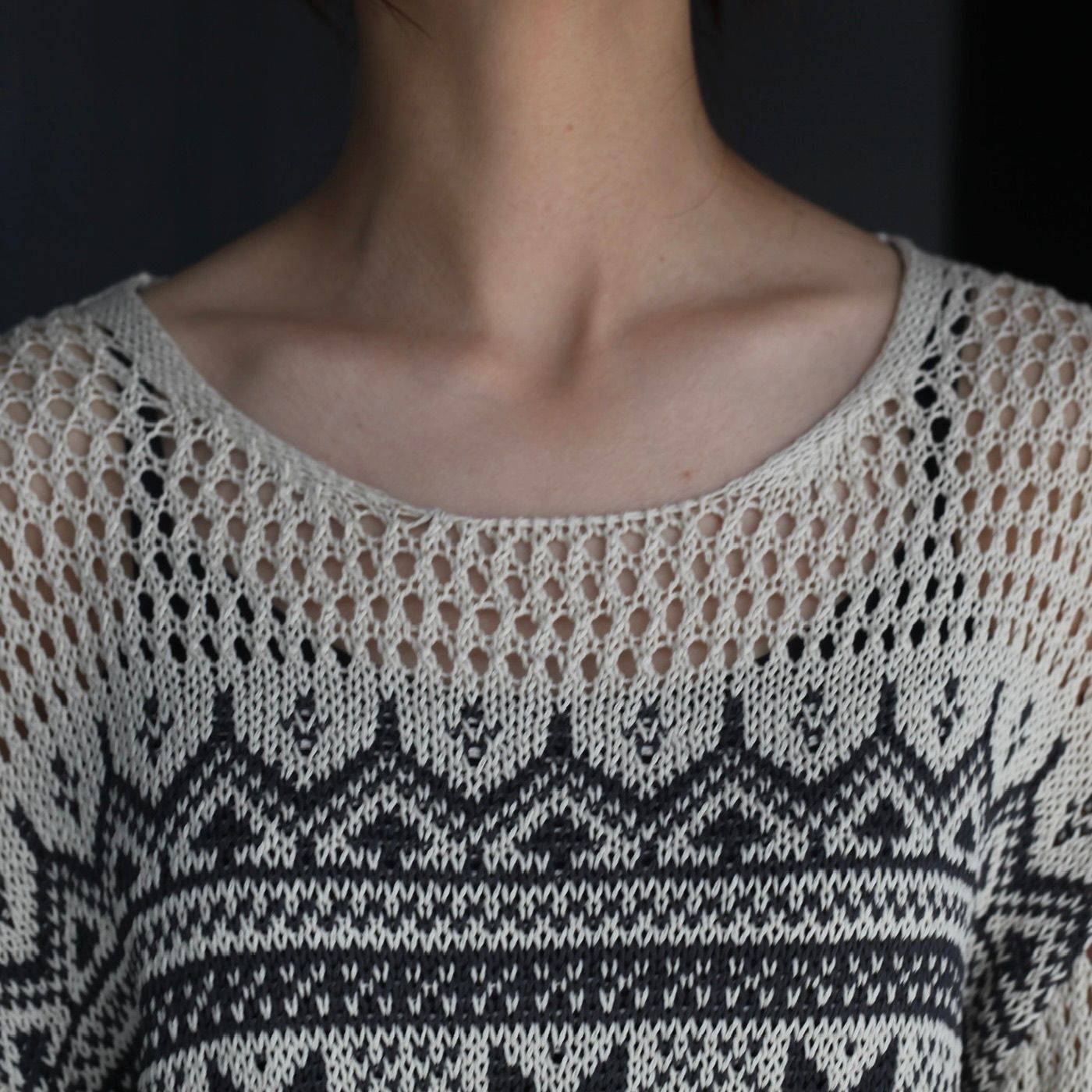 NVRFRGT - 【残り一点】Nordic Jacquard Open Knit Sweater NVRFRGT - 【残り一点】Nordic Jacquard Open Knit Sweater