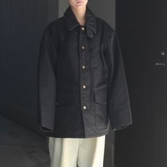 【残り一点】Black Nylon Padded Jacket with PU Collar