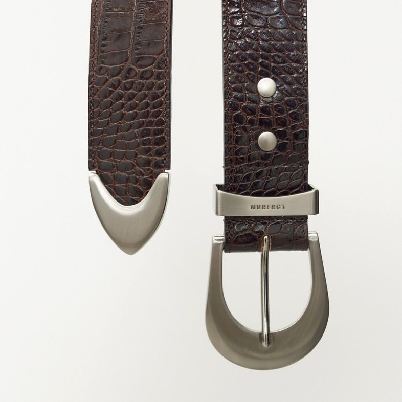 【残り一点】Crocodile Embossed Leather Belt