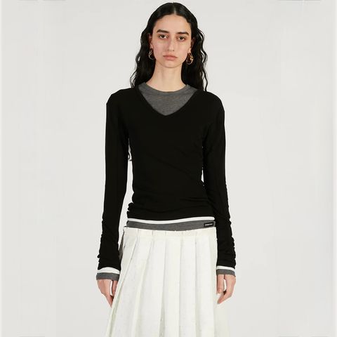 【残り一点】ダブルネックレイヤードトップ