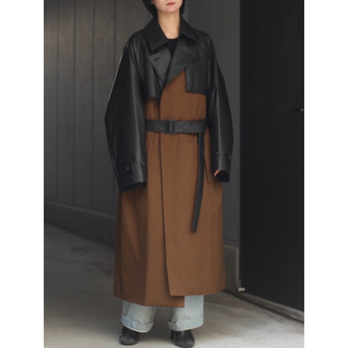 stein - 【残りわずか】Contrast Single Breasted Wide Lapels Coat ...