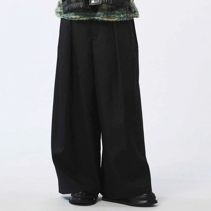 【残り一点】72/2 4Colors Chambray Wool Baggy Wide Pants