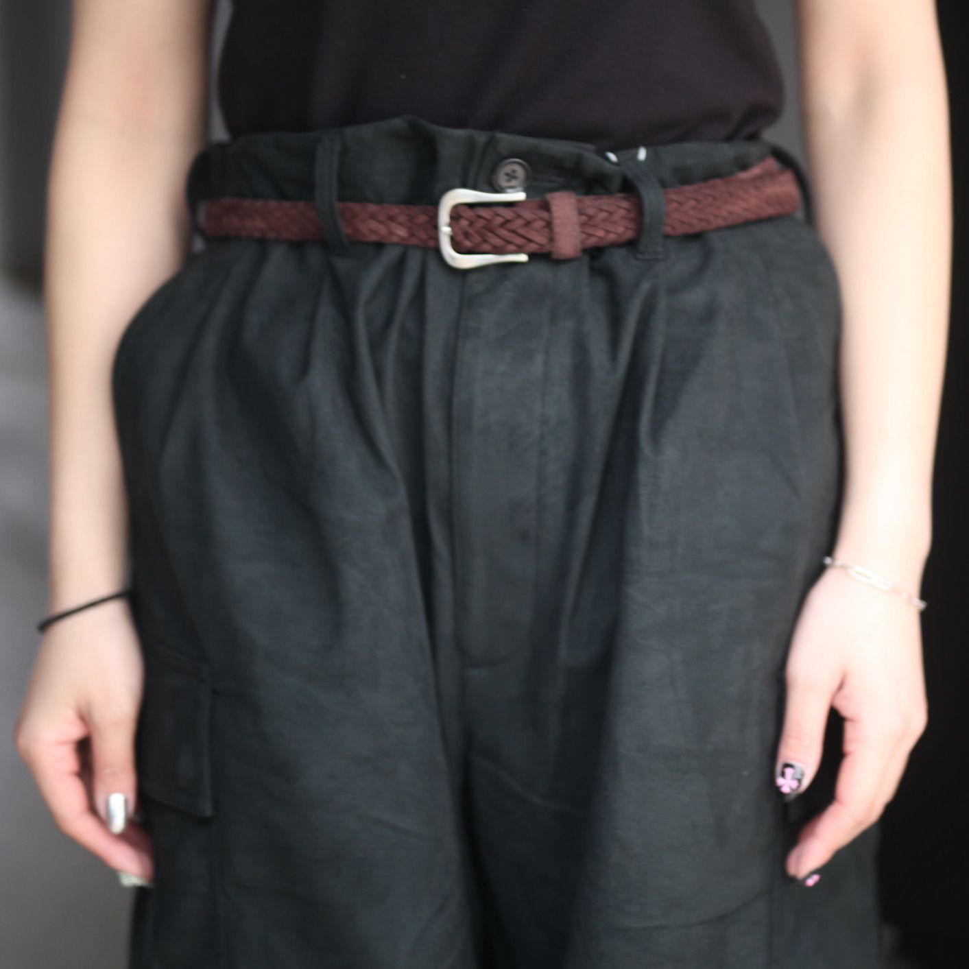 【残り一点】Synthetic Suede Wide Military Trousers