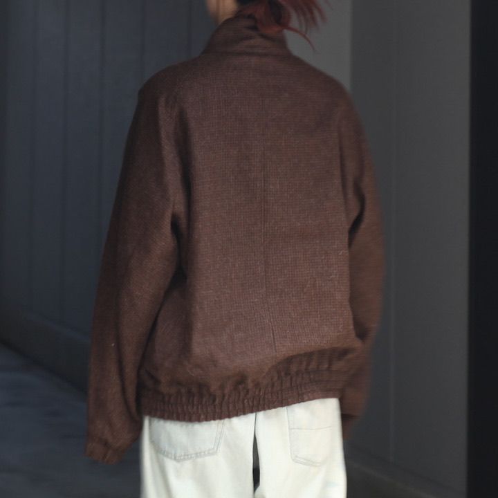 【残り一点】Alpaca Hound Tooth Harrington Jacket