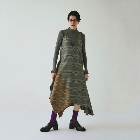 【残り一点】V Design Check Dress