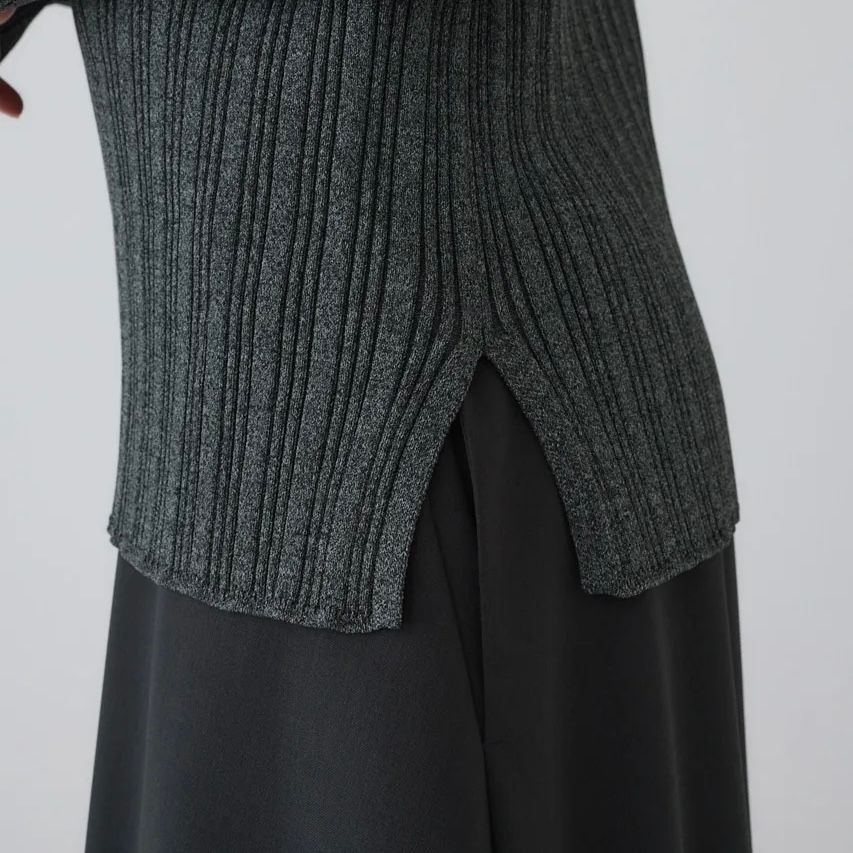 【残り一点】Open Collar Rib Knit Tops