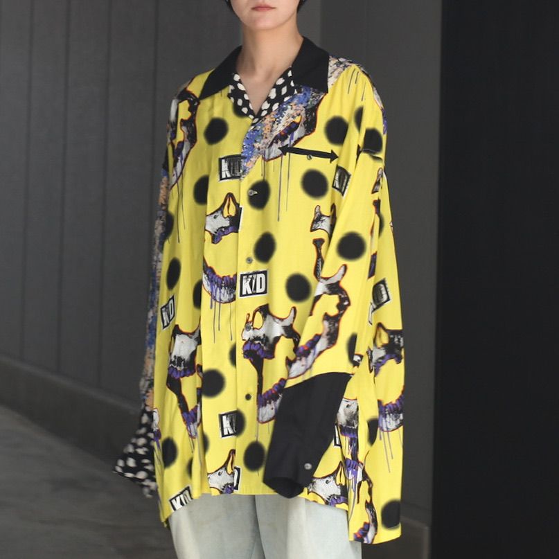 KIDILL - 【残り一点】Slash Open Collar Shirt(Girl Print Pattern&Dot