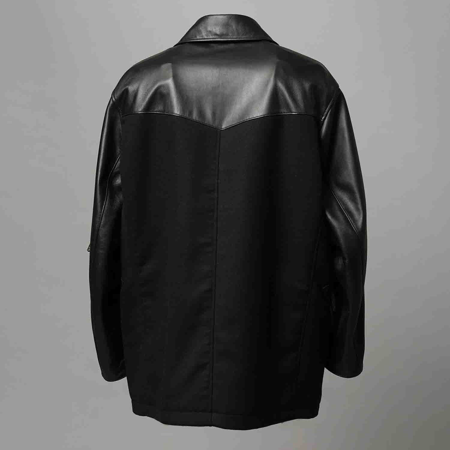 【残り一点】Sheep Leather Melton Combination Pea Coat