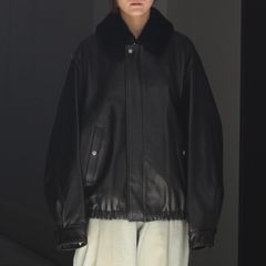 【残りわずか】Mouton Collar Sheep Leather Zip Jacket