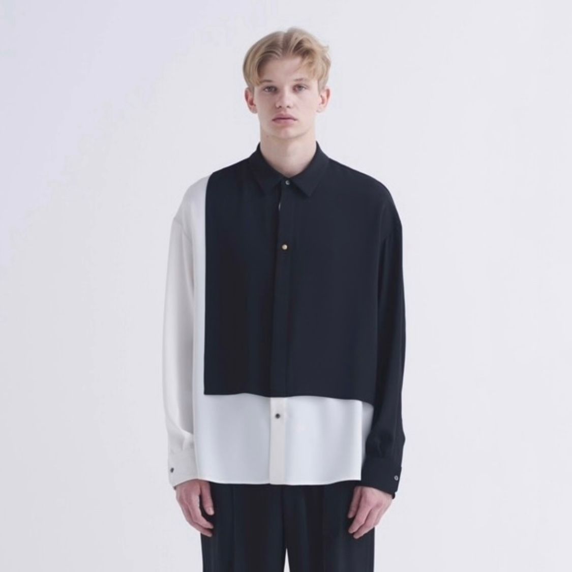 CULLNI - 【残り一点】Double Cloth Asymmetrical Stripe Shirt