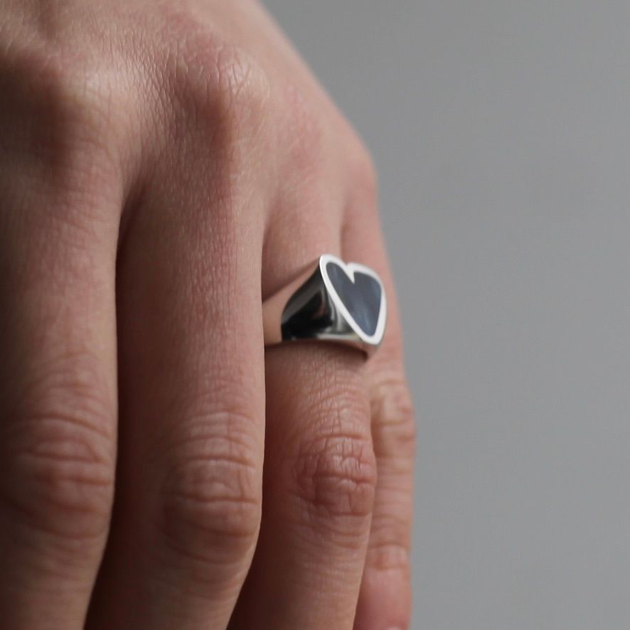 【お取り寄せ注文可能】Rough Heart Pietersite Stone Ring(BLACK×SILVER)