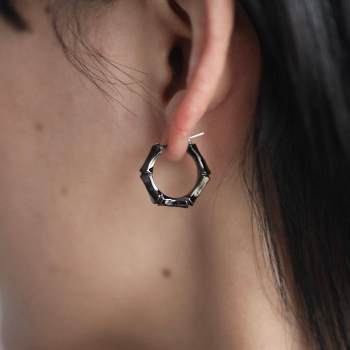 GARNI Crockery Bamboo Pierce - BLACK - ピアス(片耳用)