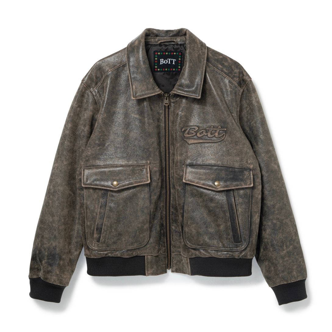 【残り一点】Script Logo Cracked Leather Jacket