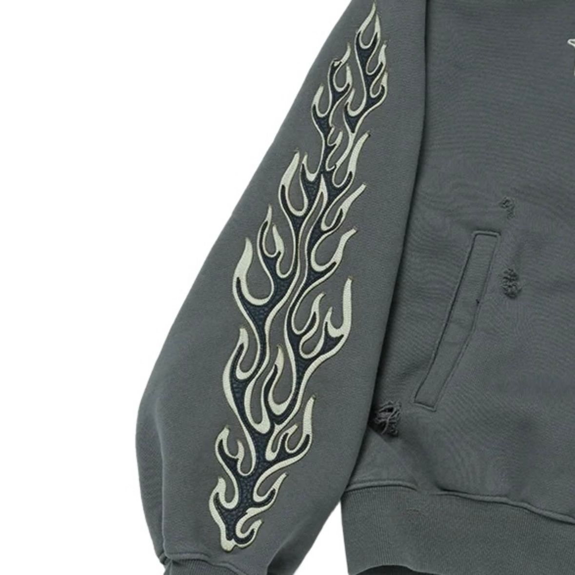 【残り一点】Leather Flame Hooded Zip Up
