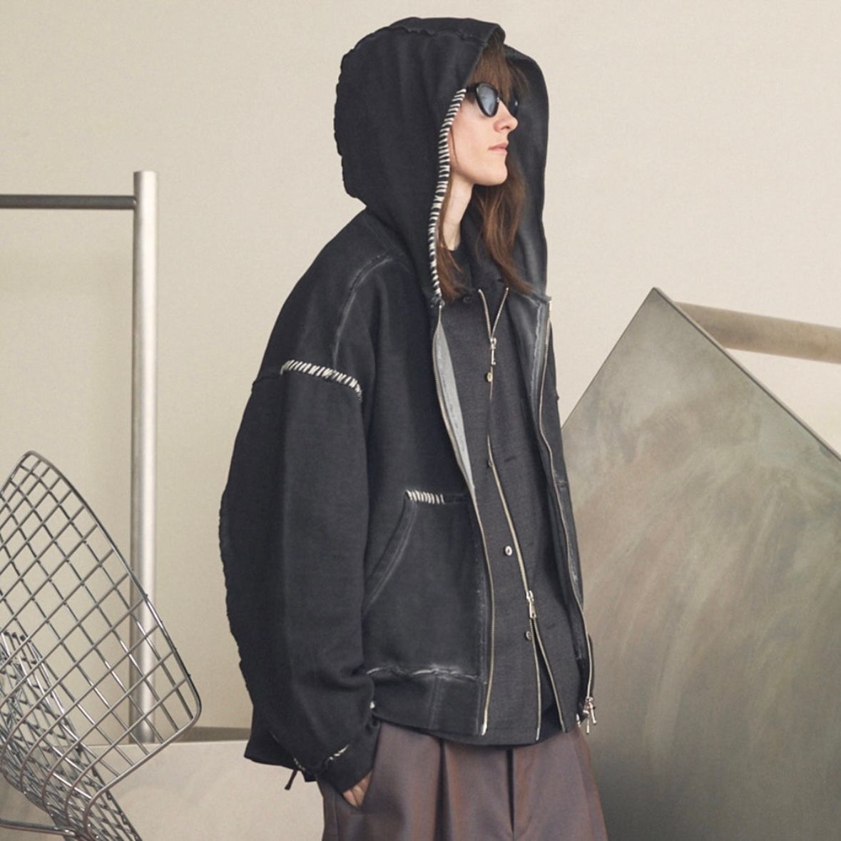 【残り一点】Over-Dye Embroidery Prime-Over Sweat Zip Hoodie