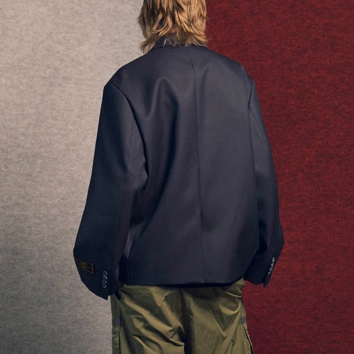 【残り一点】48/2 4Colors Chambray Wool Prime-Over Double Jacket
