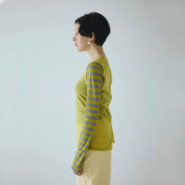 【残り一点】Border Sleeve Mesh Inner Tops