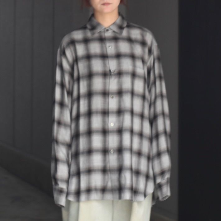 【再販売通知受付可能】Rayon/Lyocell Check Oversized Down Pat Shirt