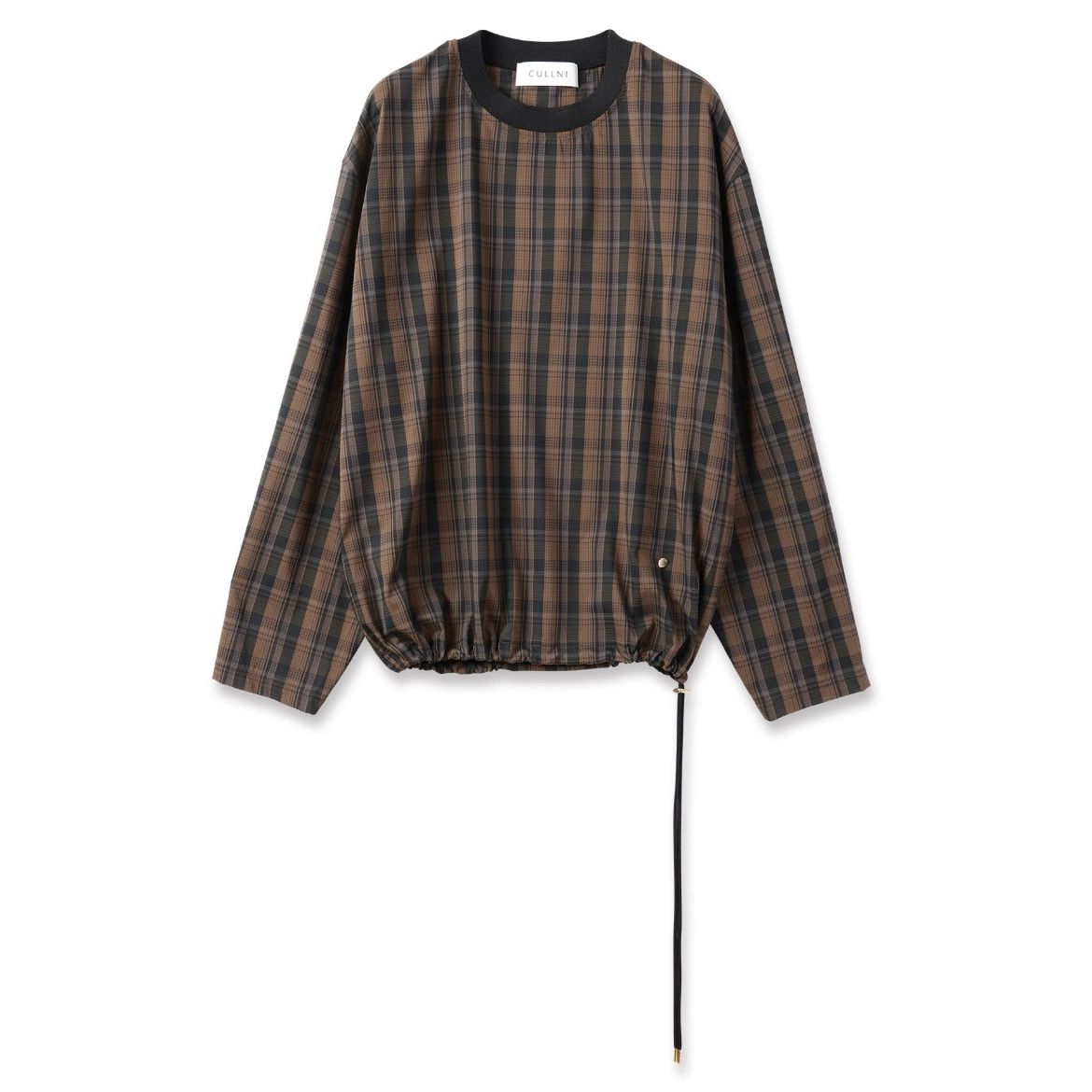 【残り一点】Sheer Check Cloth Drawstring Long Sleeve Pullover