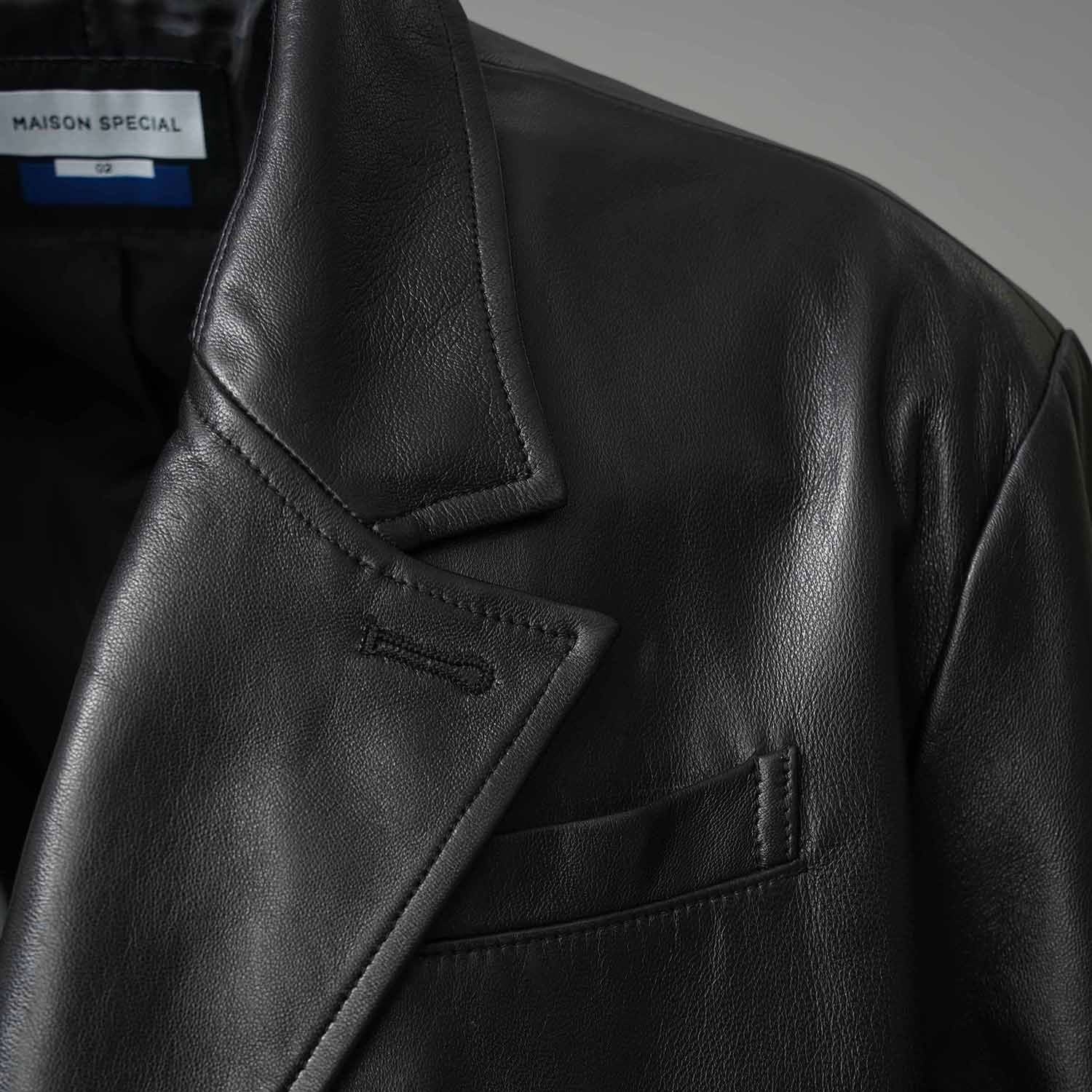 【残り一点】Sheep Leather Peaked Lapel Semi-Double Tailored Jacket