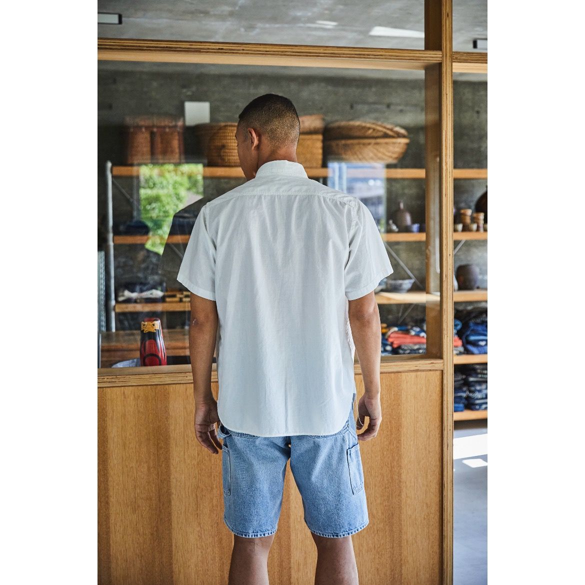 【残り一点】Short Sleeve White Chambray Work Shirt