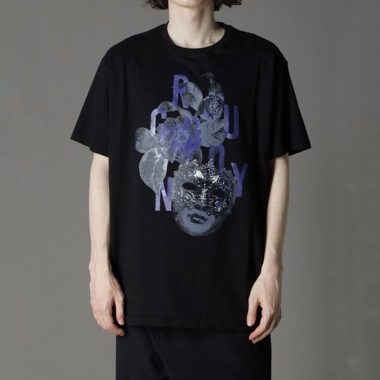 A17278 グラウンドY×ワンピース バックロゴプリントTシャツ 黒 4 BLACK Ground Y LOGO GRAPHIC PRINT STANDARD T-SHIRT(M BLACK