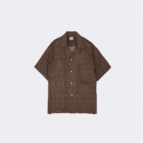 【残り一点】Vintage Pattern Printed Open Collar Shirt