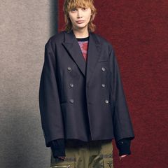 【残り一点】48/2 4Colors Chambray Wool Prime-Over Double Jacket
