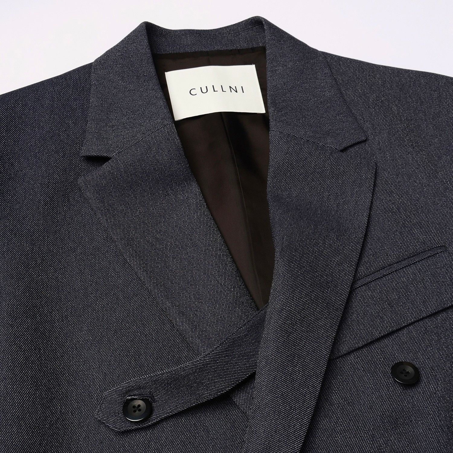 【残り一点】Faux Denim Slant Belt Tailored Jacket
