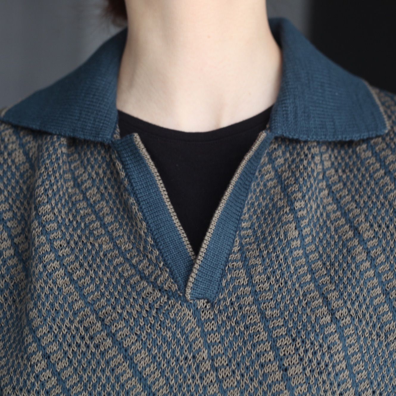 【残り一点】Diagonal Knit Skipper Shirt