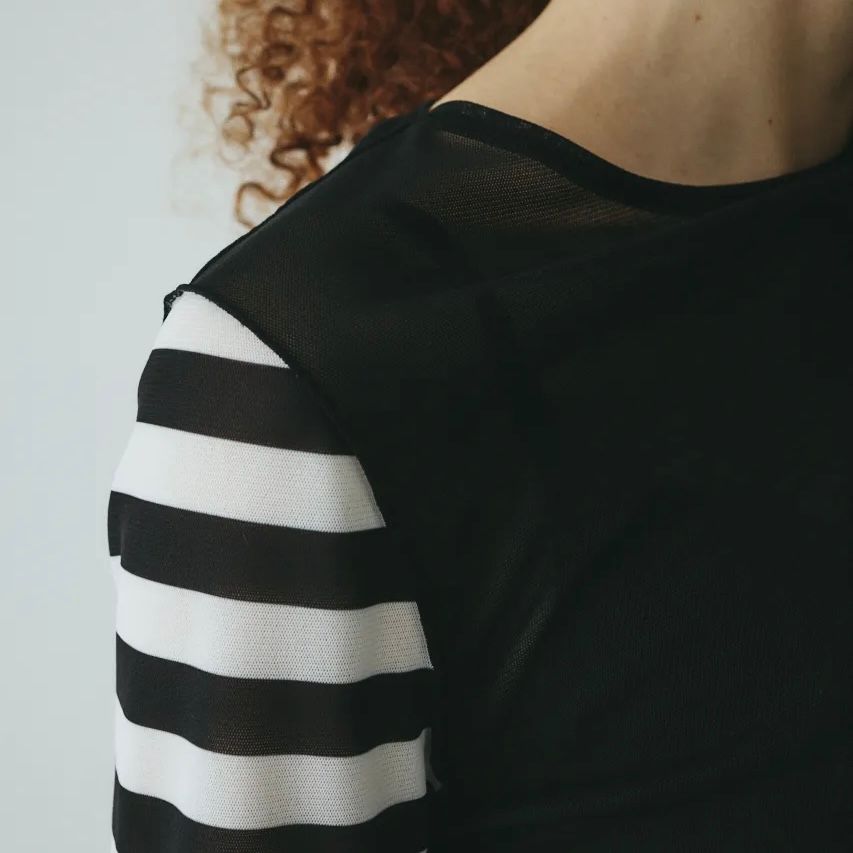 【残り一点】Border Sleeve Mesh Inner Tops