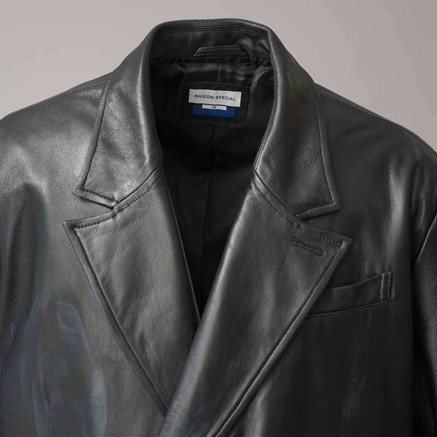 【残り一点】Sheep Leather Peaked Lapel Semi-Double Tailored Jacket