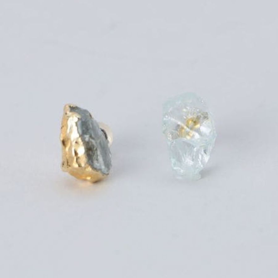 【お取り寄せ注文可能】Rough Stone Aquamarine Earrings(両耳用）