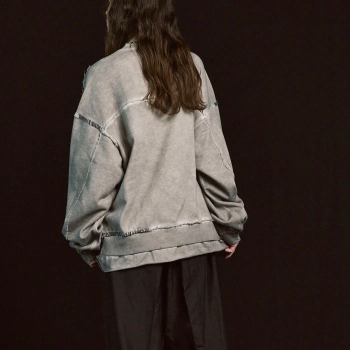 【残り一点】Heavy-Weight Sweat Embroidery Damage Over-Dye Crew Neck Pullover