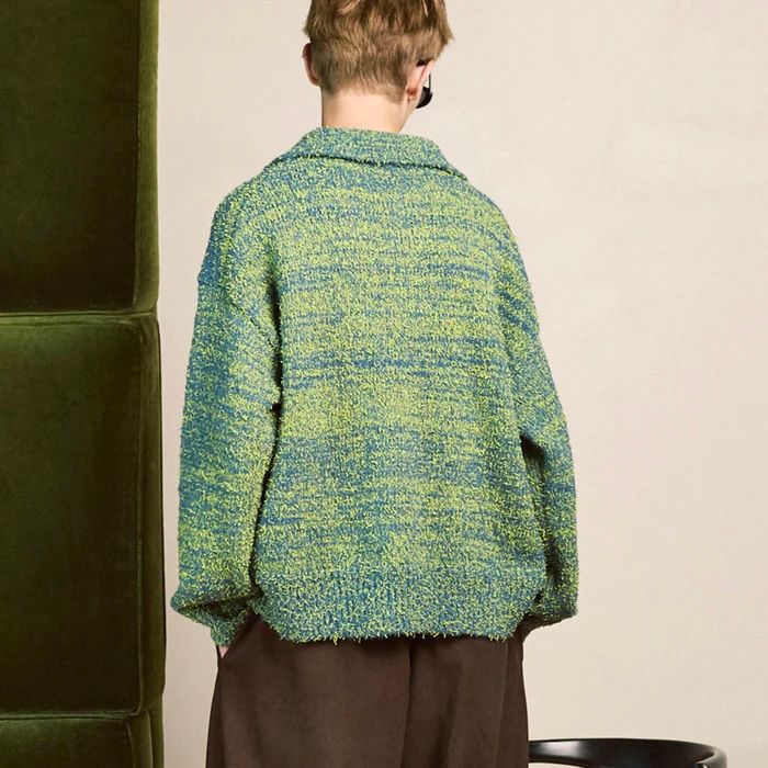 【残り一点】Mix Color Fancy Yarn Prime-Over Skipper Knit Pullover